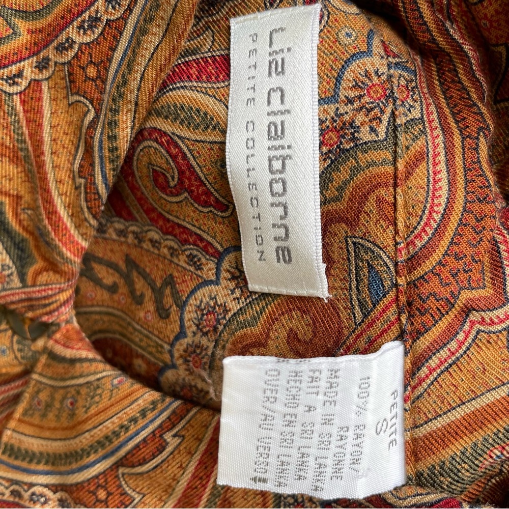 Vintage multicolored Liz Claiborne rayon button down blouse - Picture 12 of 12